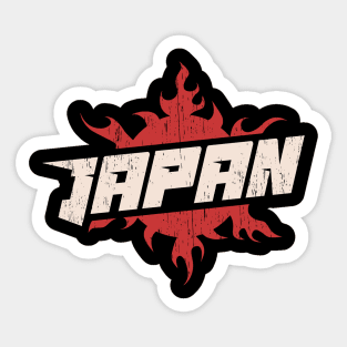 Japan logo badge fire sun emblem typography distressed Sticker